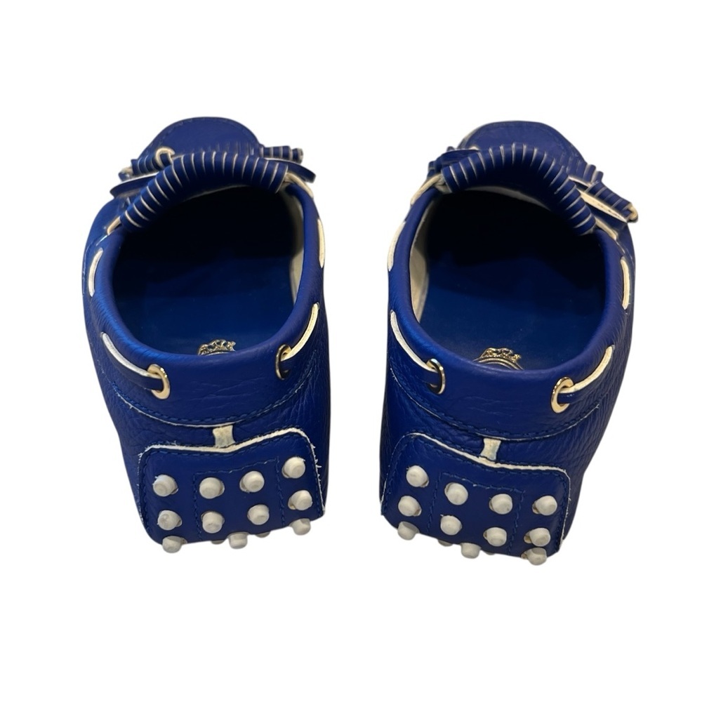 TOD'S Bubble Gommino Loafer Moccasin Italian Leather Fringe Blue Women's Size 39 - Picture 11 of 17